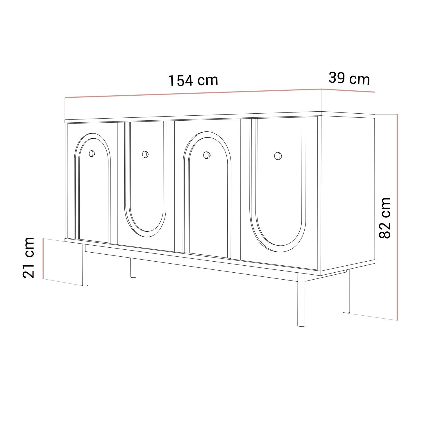 Kommode LIBERTY 4D auf holzbeinen