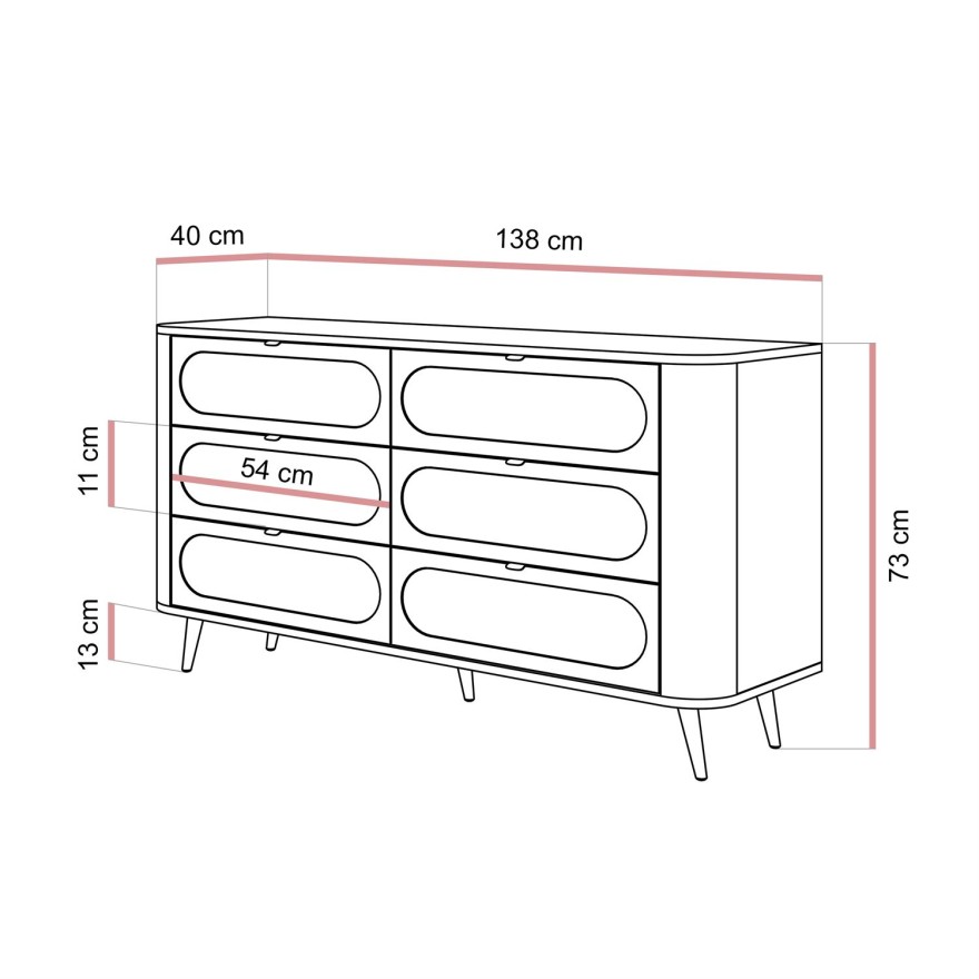 Kommode SHADOW II 6S mit Schubladen
