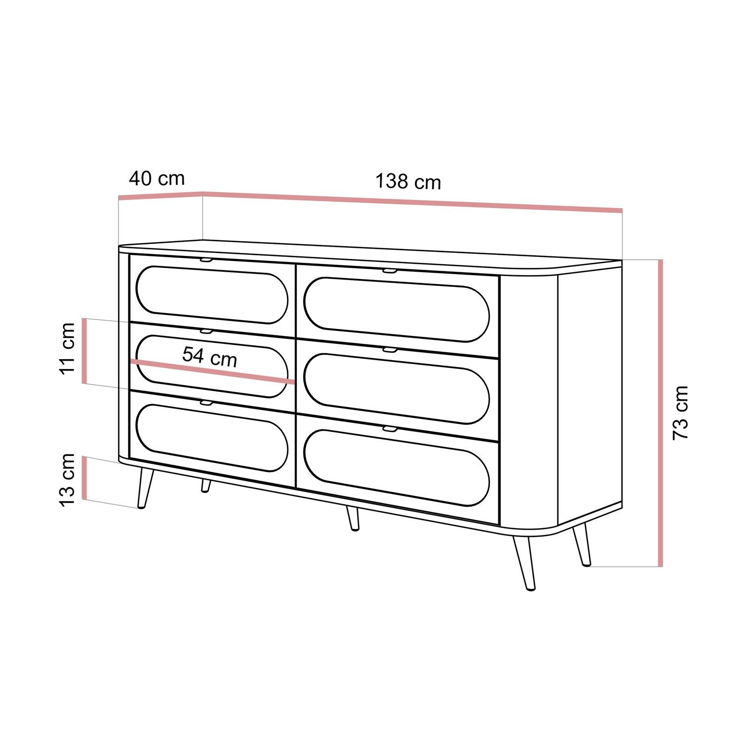 Kommode SHADOW II 6S mit Schubladen