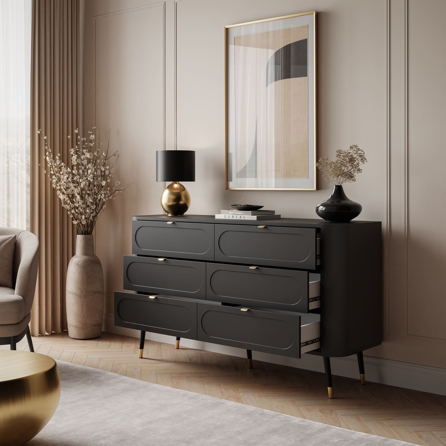 Wohnzimmerkommode 6S SHADOW mit Schubladen