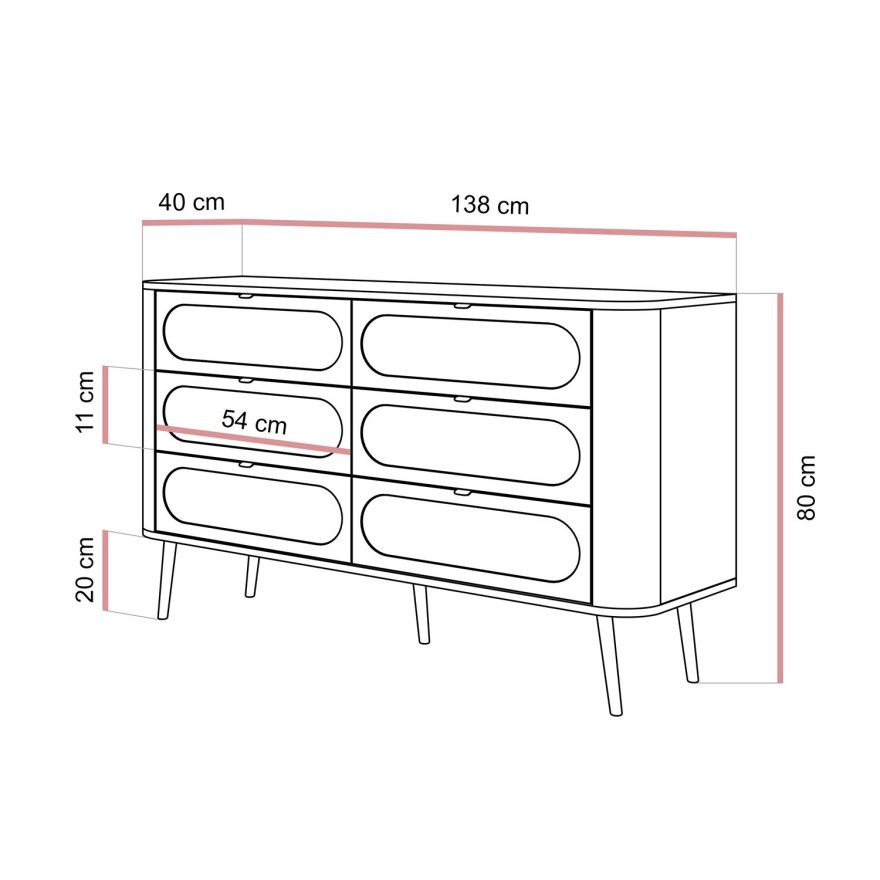 Wohnzimmerkommode 6S SHADOW mit Schubladen