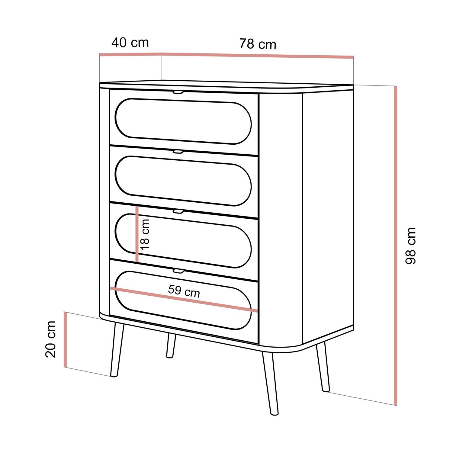 Kommode für das Schlafzimmer 4S SHADOW mit Schubladen