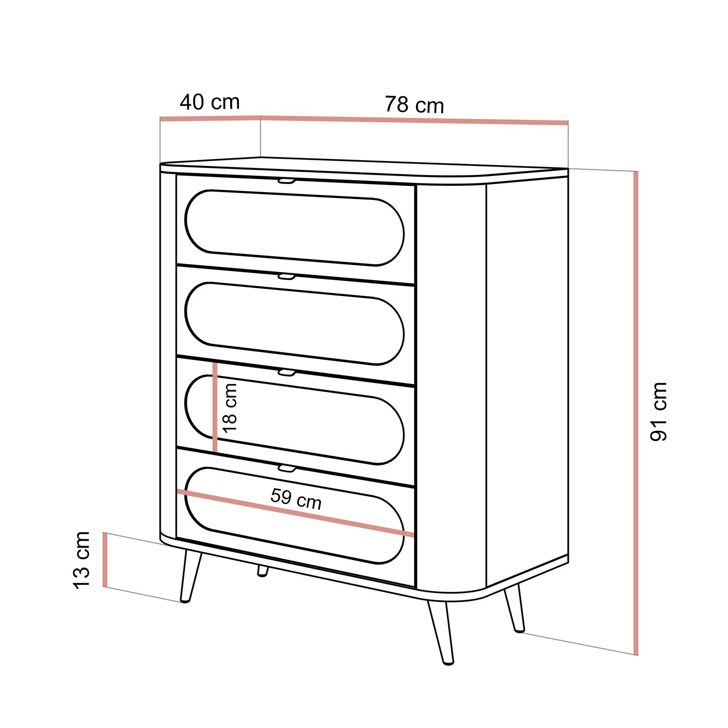 Kommode SHADOW II 4S mit Schubladen