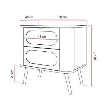 Nachttisch SHADOW 2S auf hohen Beinen