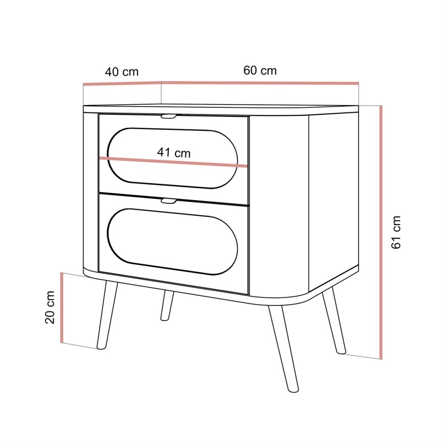 Nachttisch SHADOW 2S auf hohen Beinen
