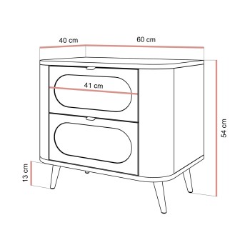 Nachttisch SHADOW II 2S mit Schubladen