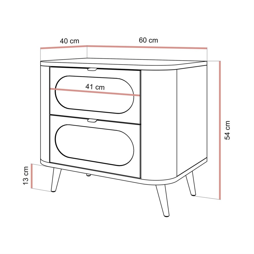 Nachttisch SHADOW II 2S mit Schubladen
