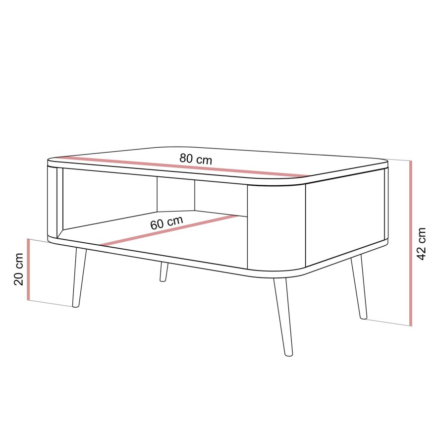 Couchtisch SHADOW mit Ablage unter der Tischplatte