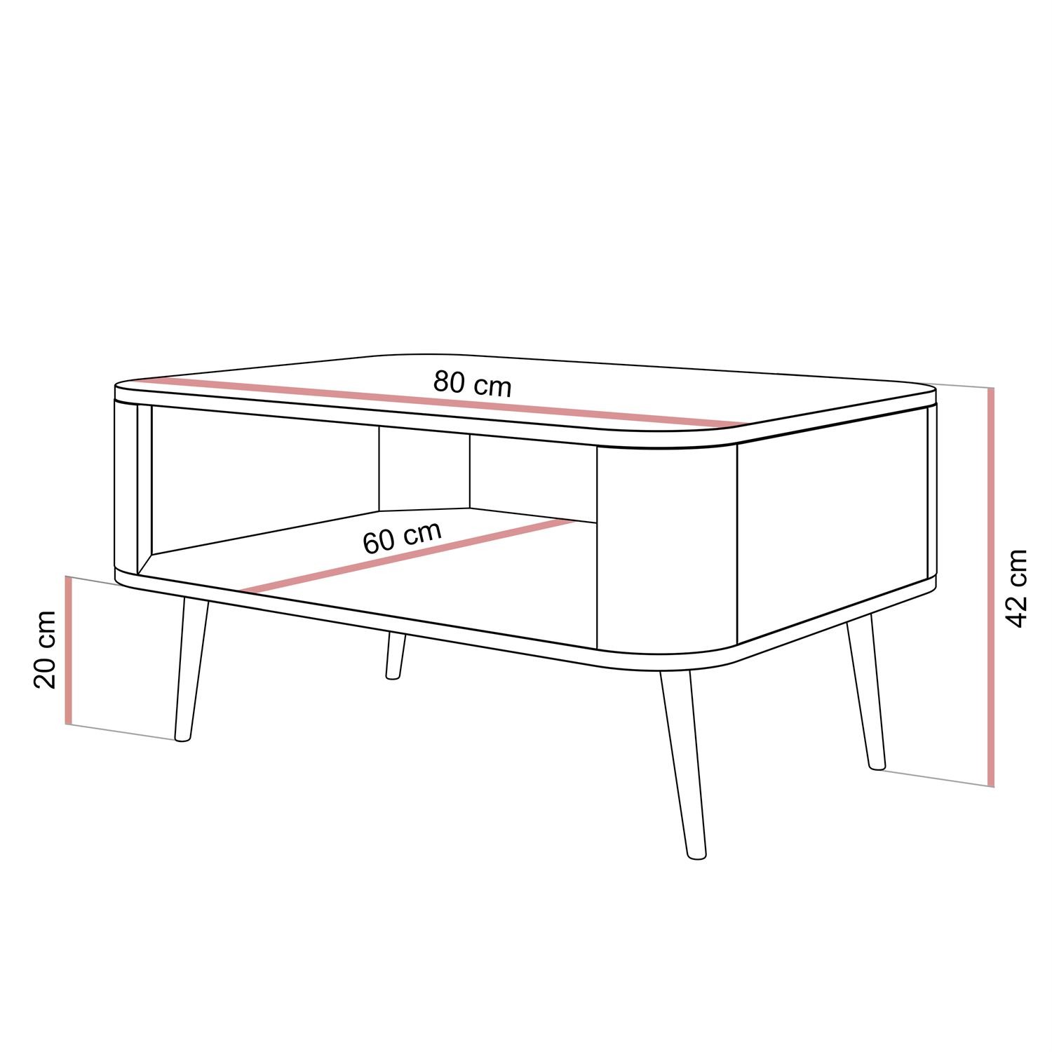 Couchtisch SHADOW mit Ablage unter der Tischplatte