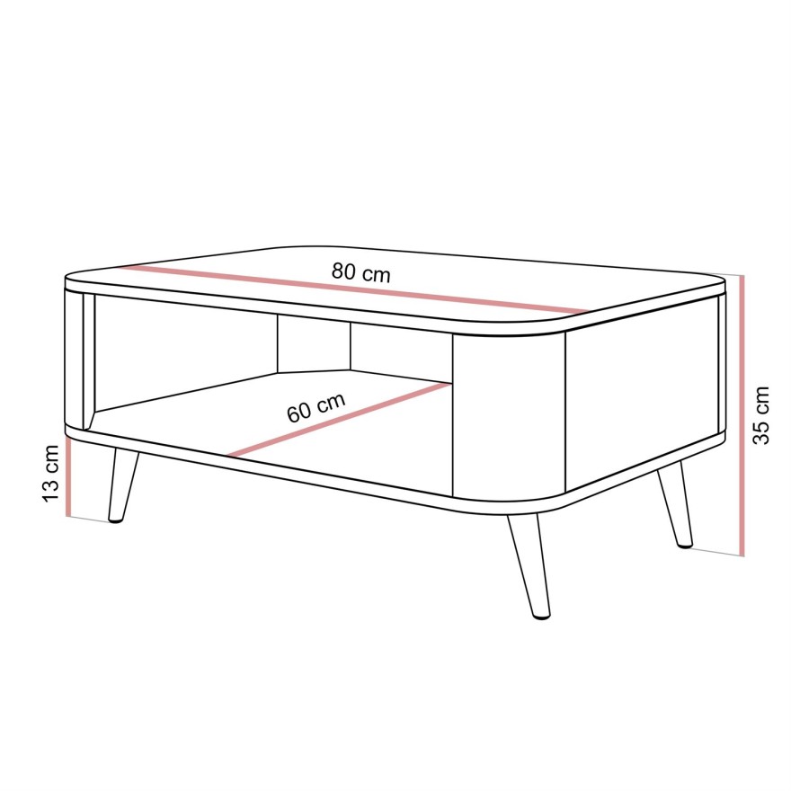 Couchtisch SHADOW II mit Ablage unter der Tischplatte