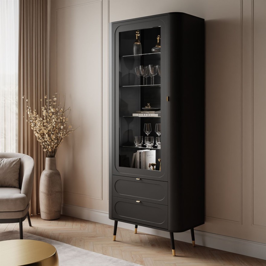 Verglaste Vitrine SHADOW mit Regalen