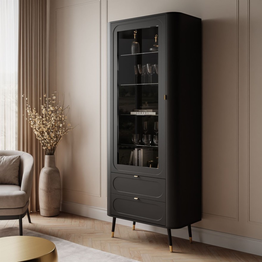 Verglaste Vitrine SHADOW mit Regalen