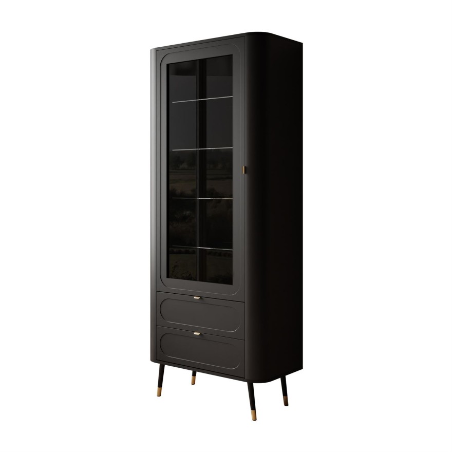 Verglaste Vitrine SHADOW mit Regalen