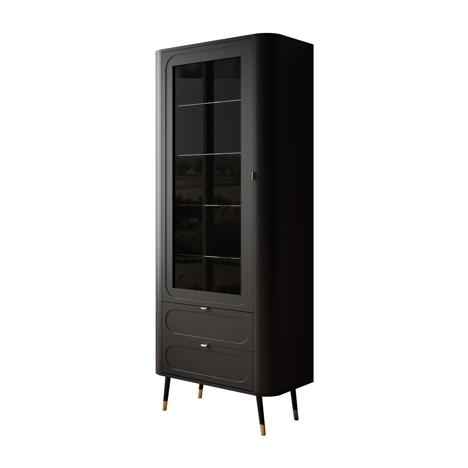 Verglaste Vitrine SHADOW mit Regalen