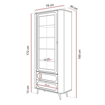 Verglaste Vitrine SHADOW II mit Regalen