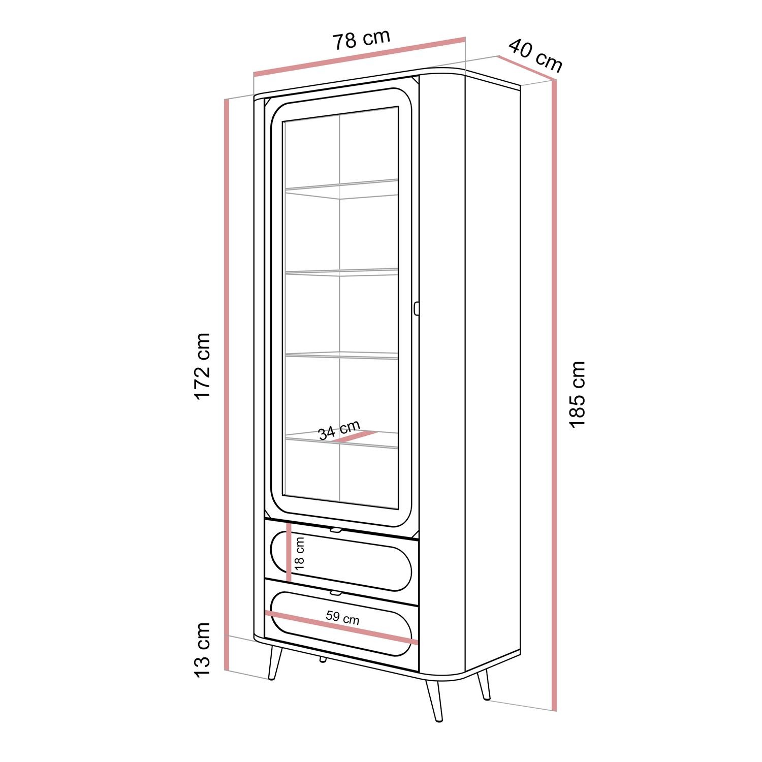 Verglaste Vitrine SHADOW II mit Regalen
