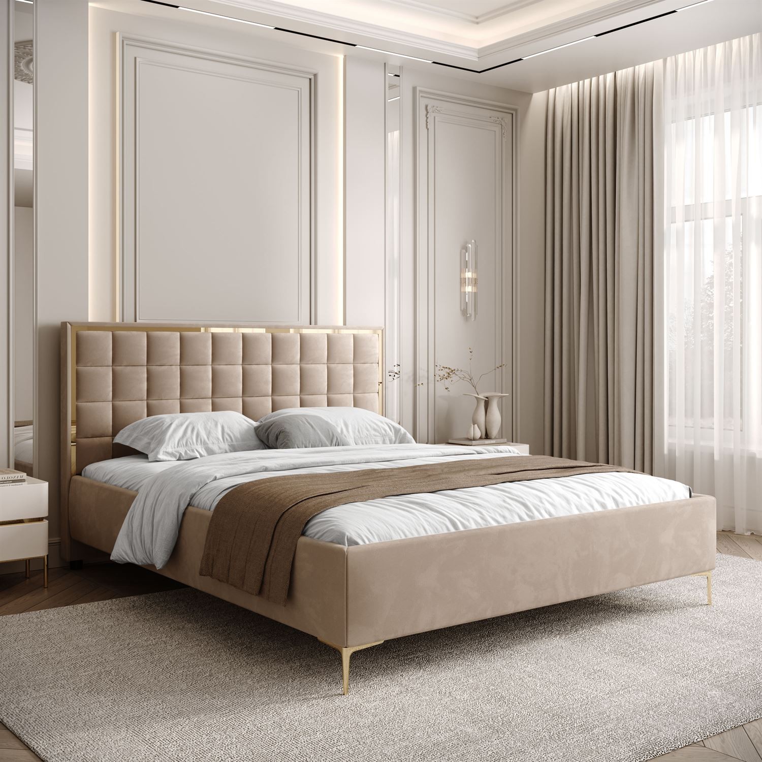 Polsterbett ISADORA GOLD mit Bettkasten