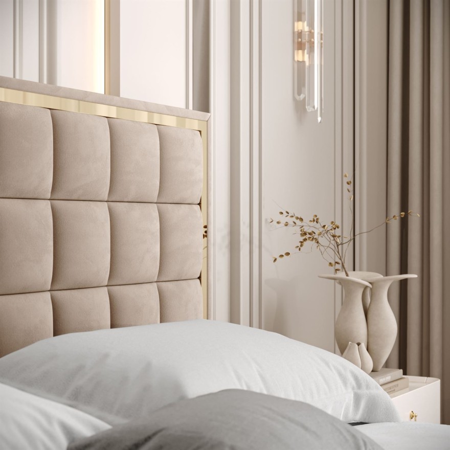 Polsterbett ISADORA GOLD mit Bettkasten