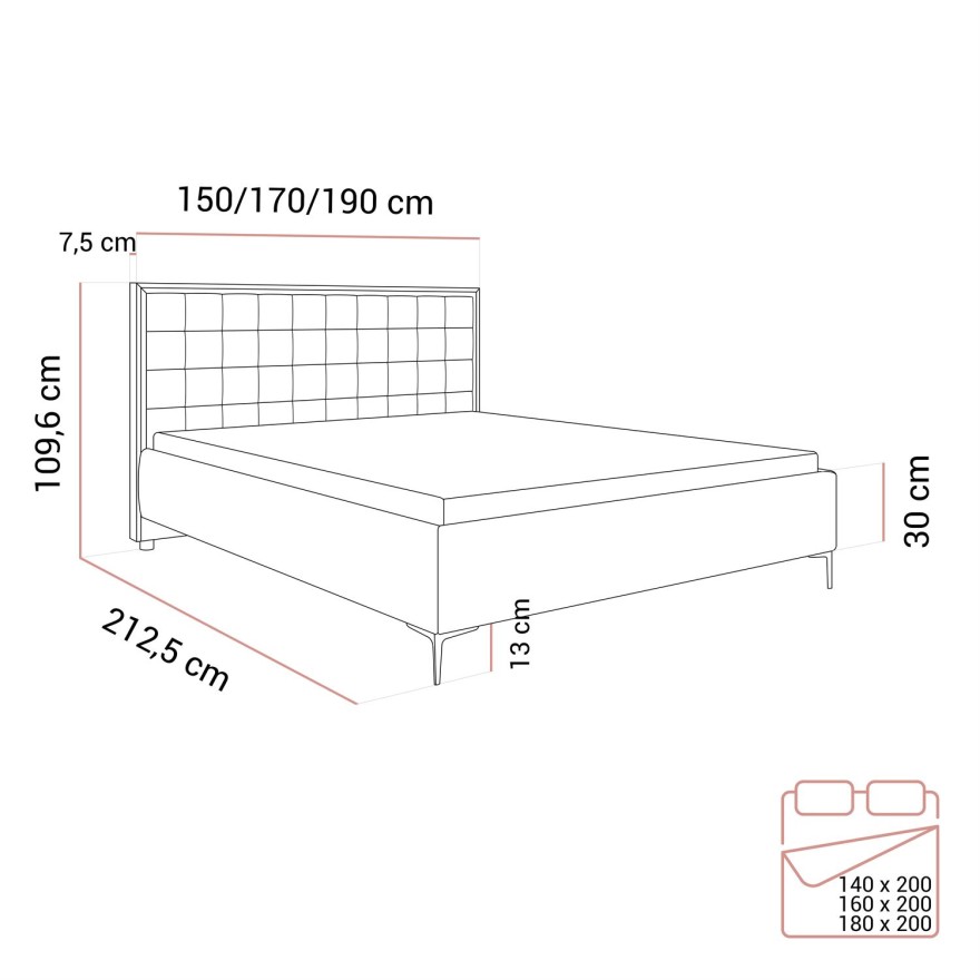 Polsterbett ISADORA GOLD mit Bettkasten