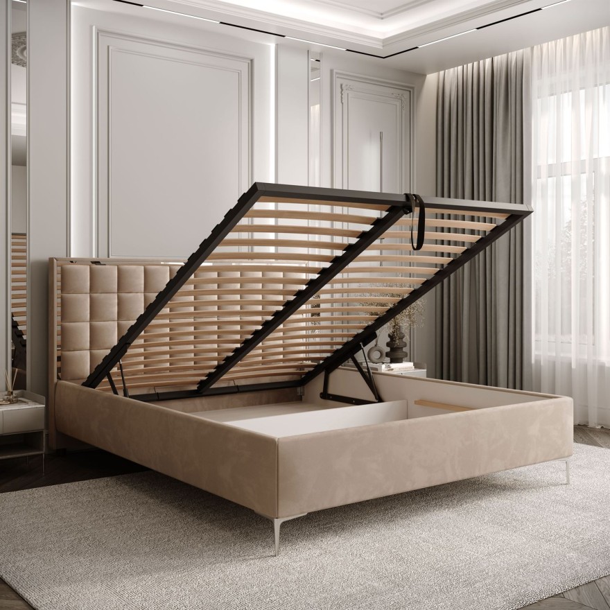 Polsterbett ISADORA SILVER mit Bettkasten