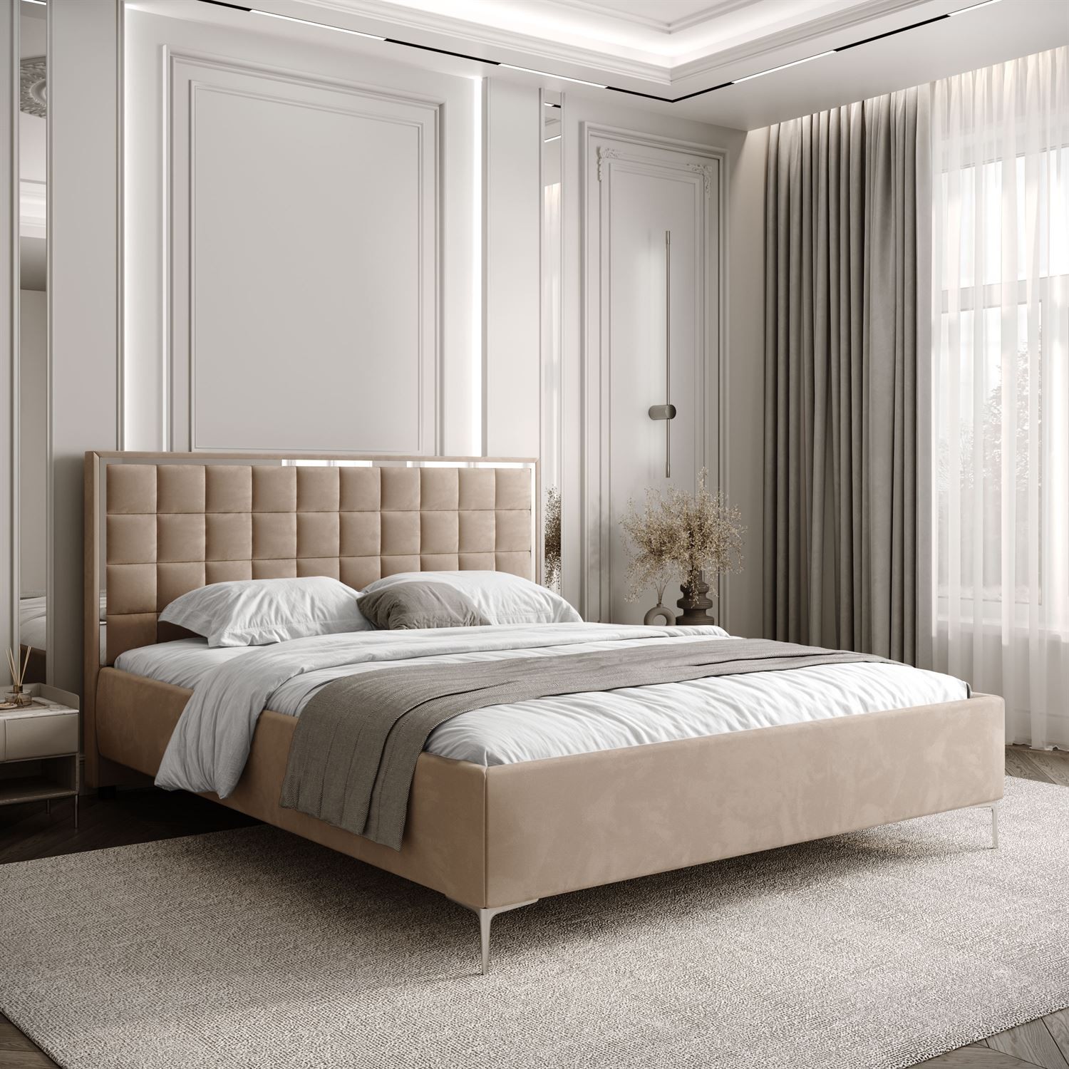 Polsterbett ISADORA SILVER mit Bettkasten