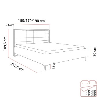 Polsterbett ISADORA SILVER mit Bettkasten