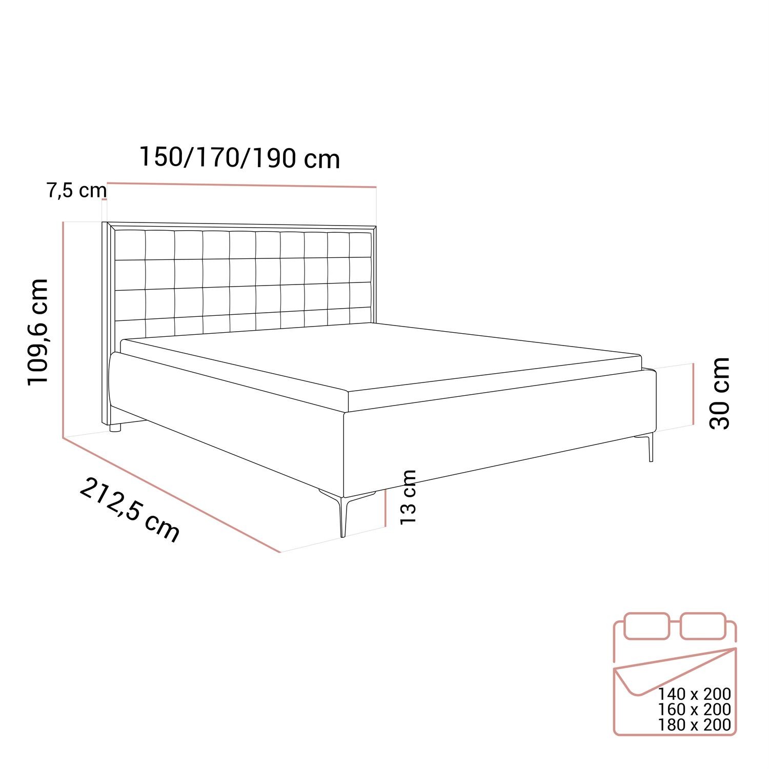 Polsterbett ISADORA SILVER mit Bettkasten