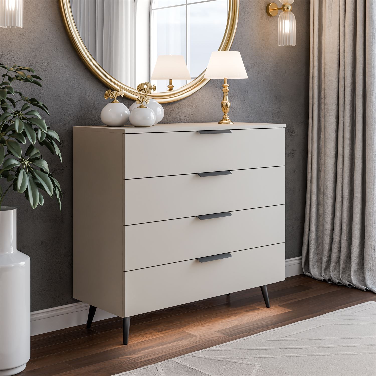 Kommode LINA KASCHMIR 95 LED auf hohen Beinen