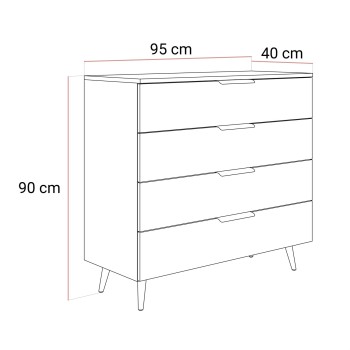 Kommode LINA KASCHMIR 95 LED auf hohen Beinen