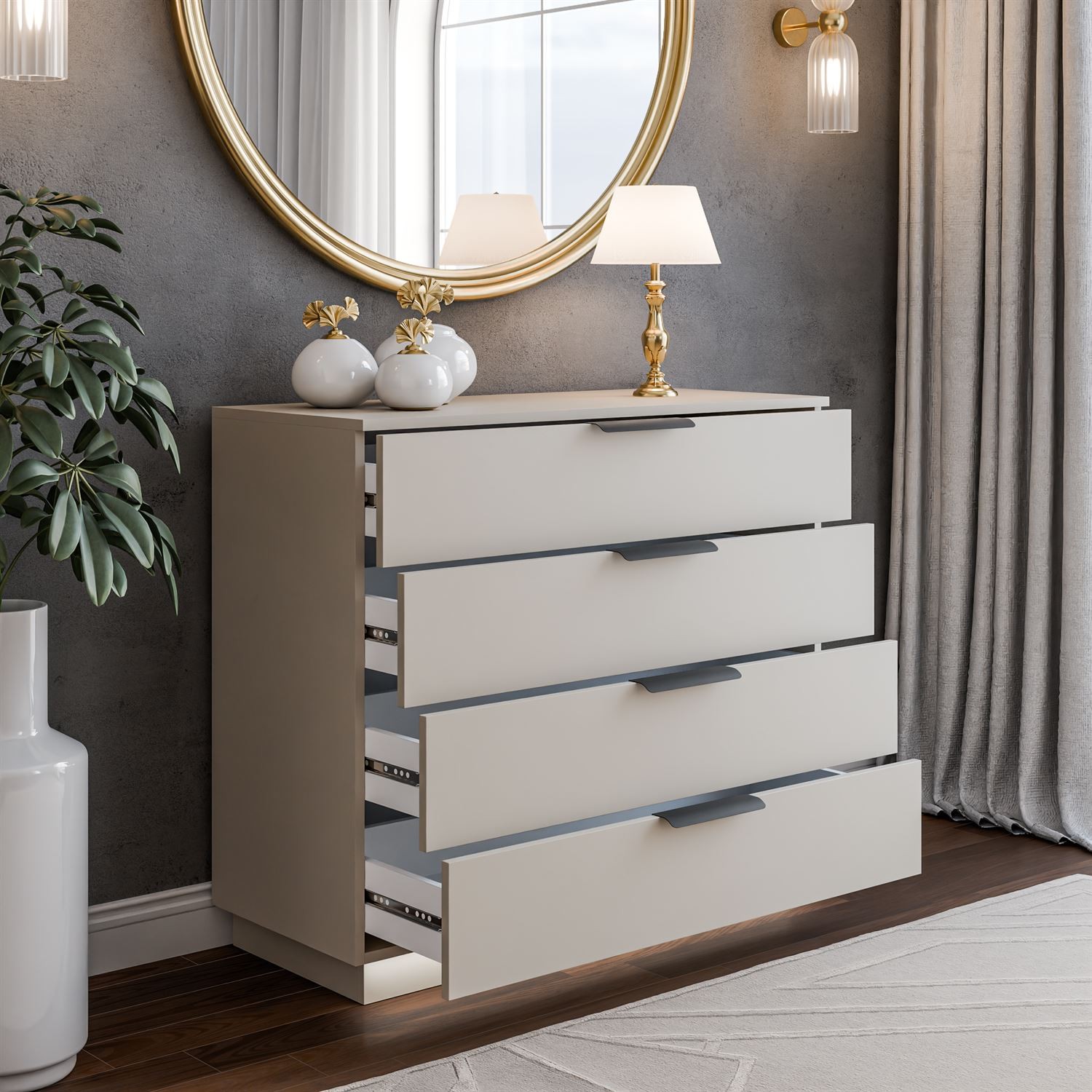 Kommode LINA KASCHMIR 95 mit LED-Beleuchtung auf Sockel