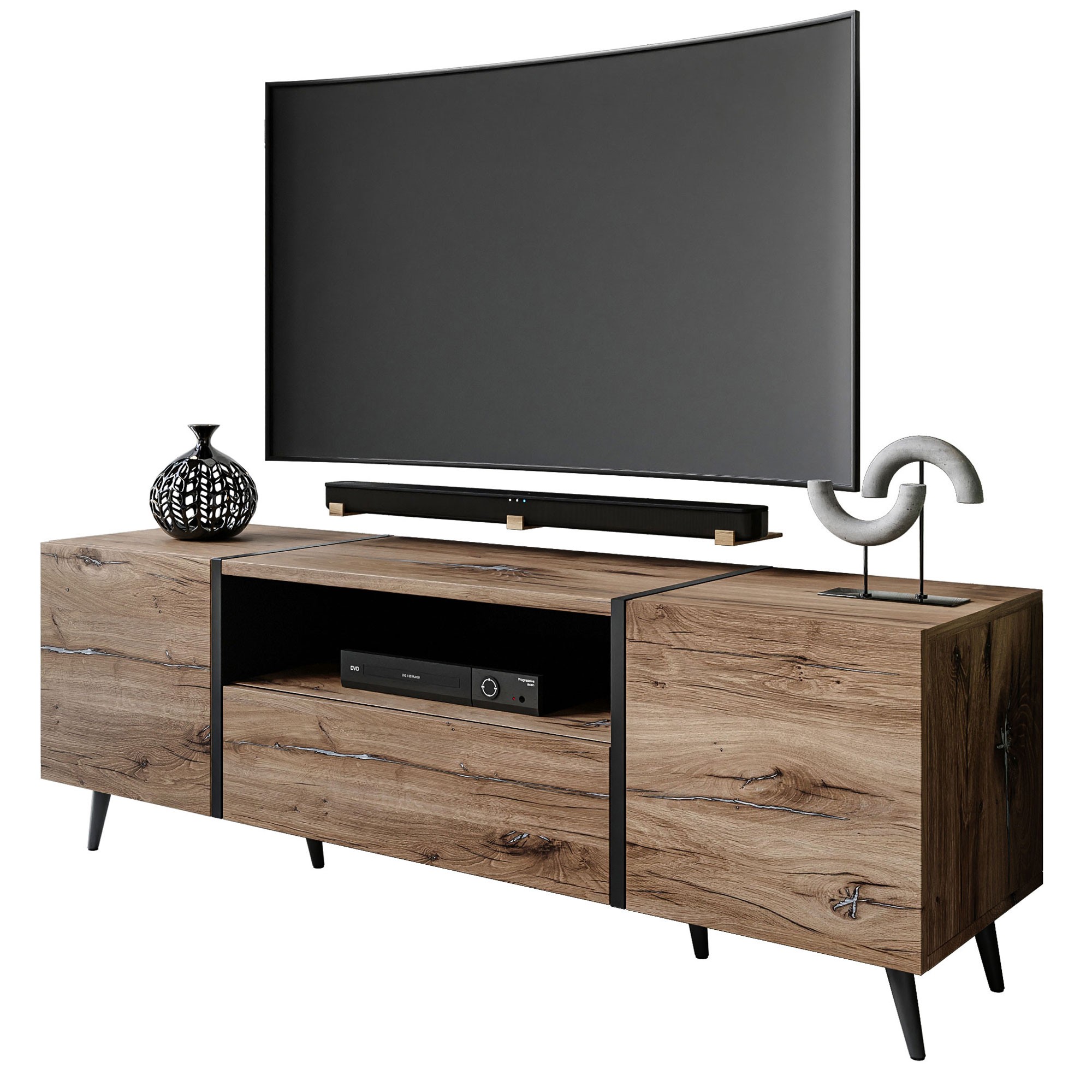 TV-Schrank ONYX LOFT auf Beinen 158 cm Flagstaff Eiche