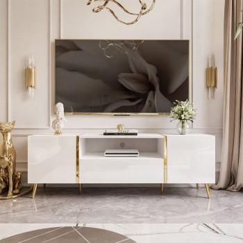 TV-Schrank ONYX auf goldenen Beinen Hochglanz 158 cm