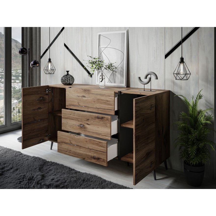 Kommode mit Schubladen ONYX LOFT auf Beinen Flagstaff Eiche