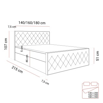 Kontinentalbett INEZ II mit Bettkasten