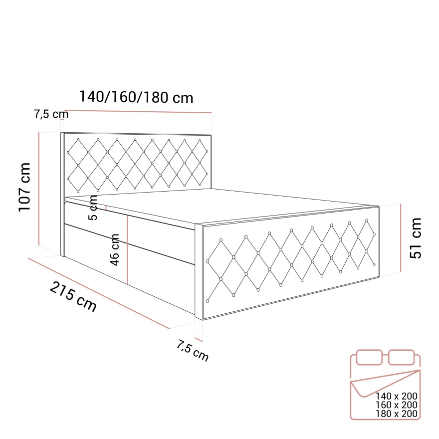 Kontinentalbett INEZ II mit Bettkasten