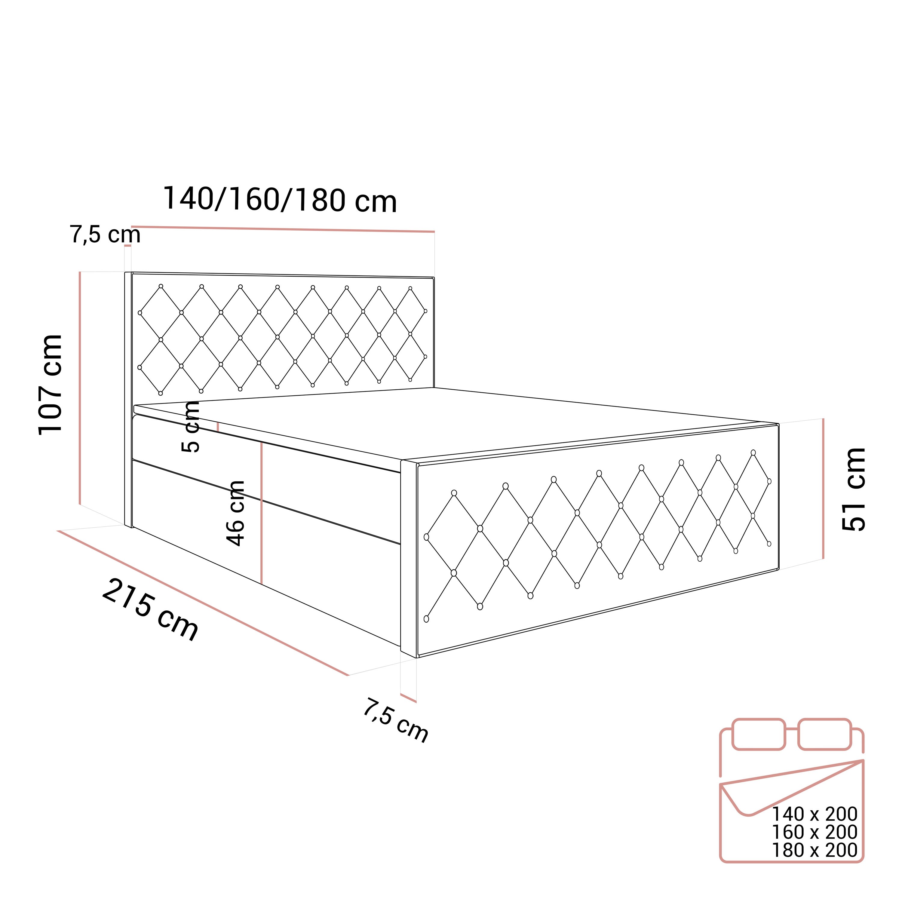 Kontinentalbett INEZ II mit Bettkasten