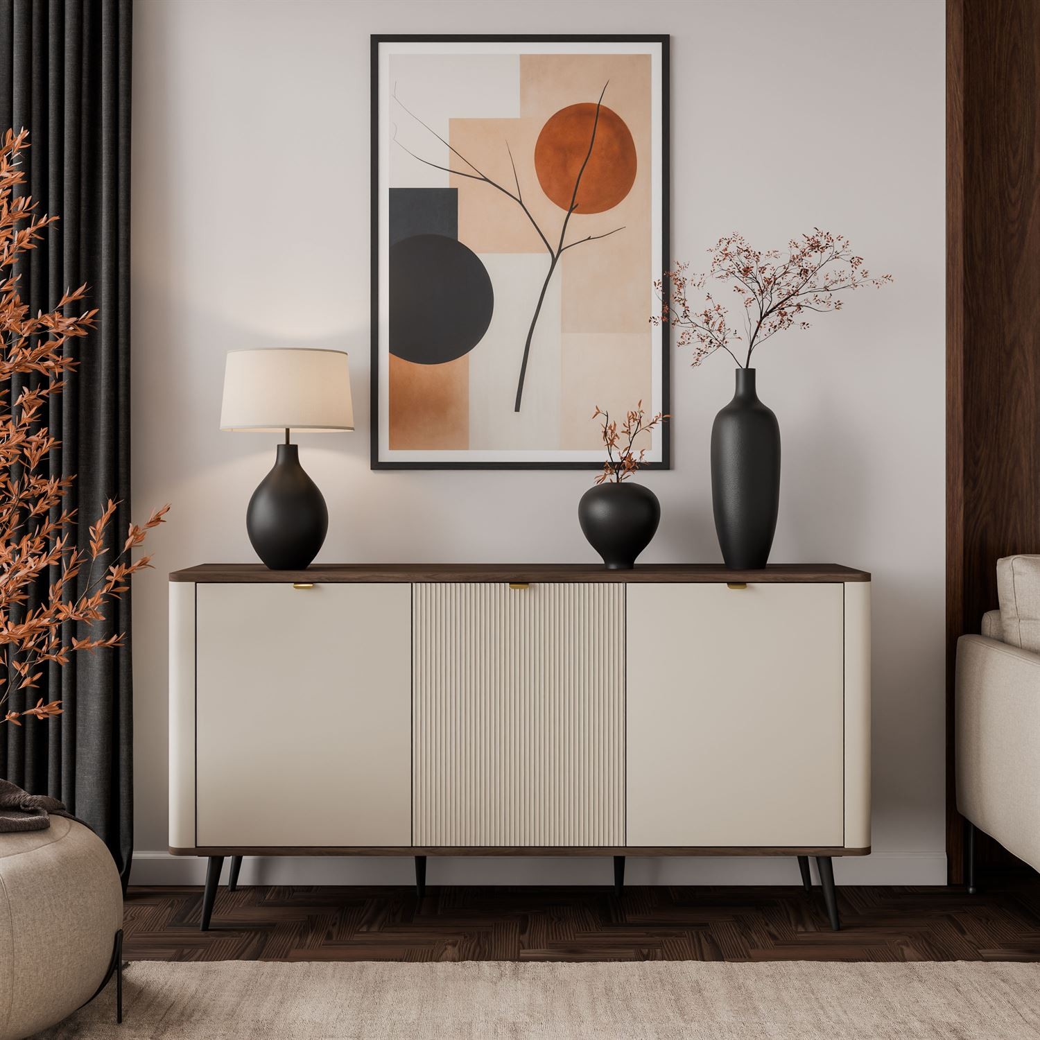 Kommode für das Schlafzimmer AUTUMN 3D mit geriffelter Front