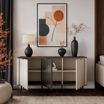 Kommode auf Füßen AUTUMN 2D1W mit Glasfront