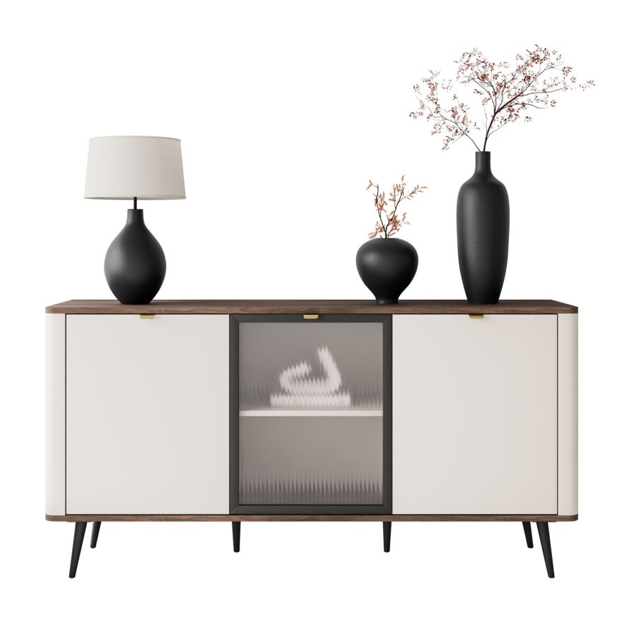 Kommode auf Füßen AUTUMN 2D1W mit Glasfront