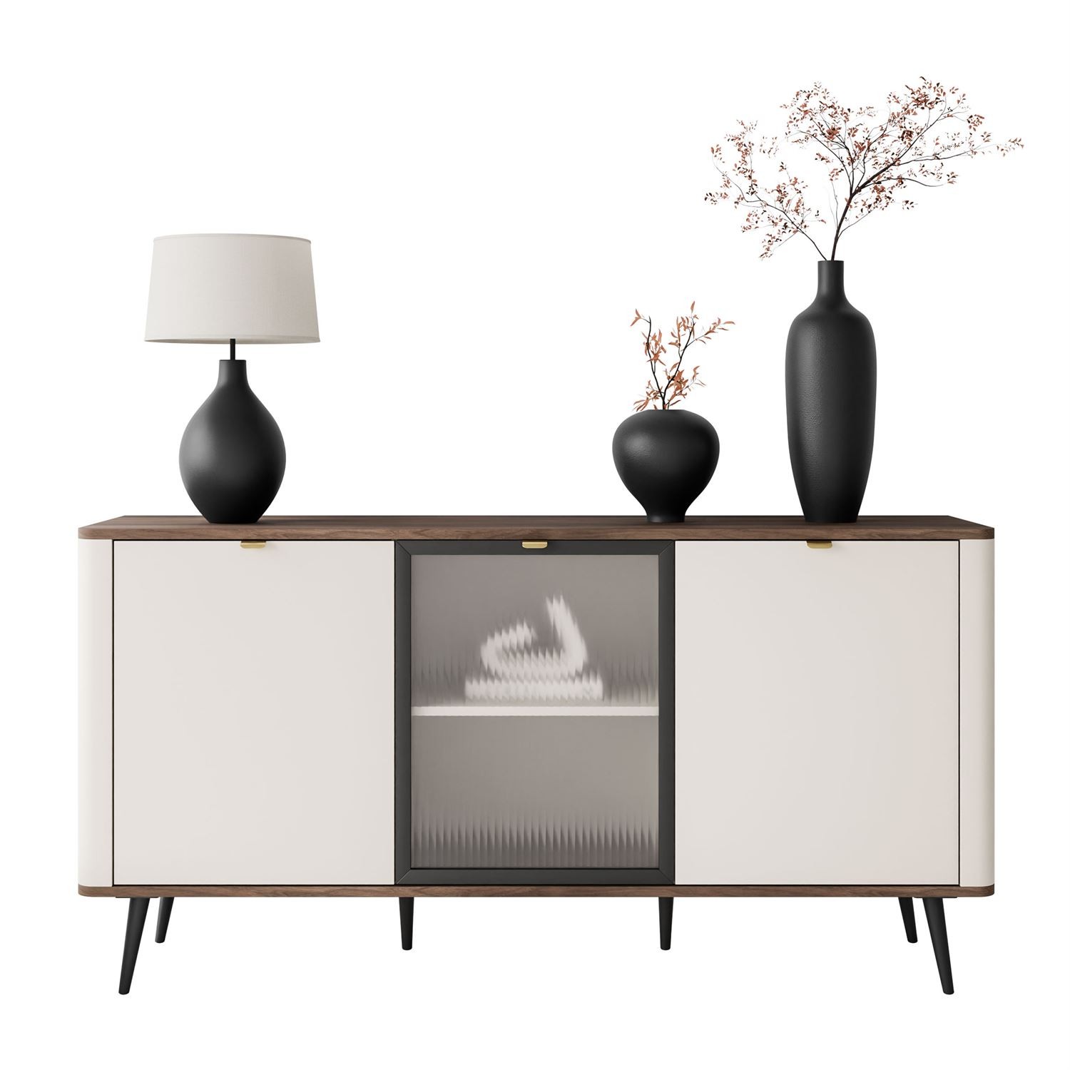 Kommode auf Füßen AUTUMN 2D1W mit Glasfront