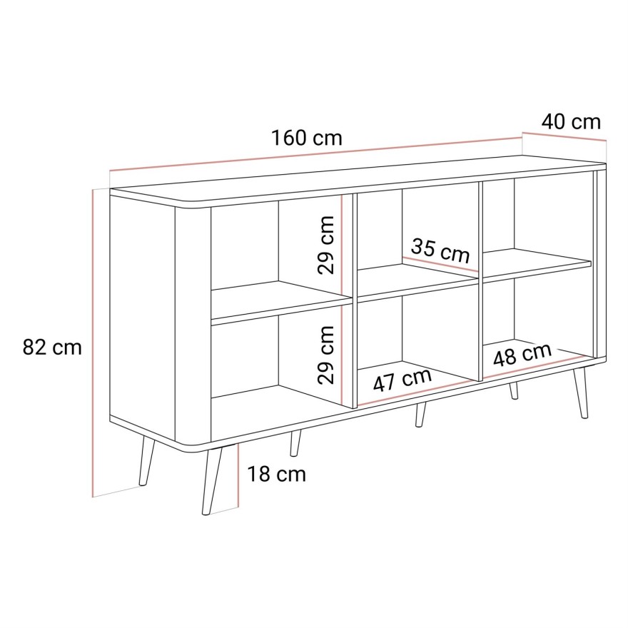 Kommode auf Füßen AUTUMN 2D1W mit Glasfront