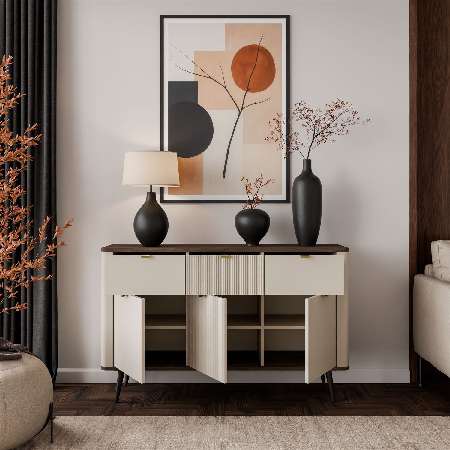 Kommode AUTUMN 3D3S auf hohen Beinen