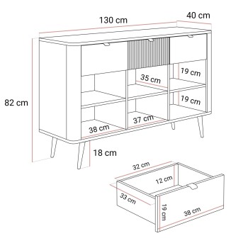 Kommode AUTUMN 3D3S auf hohen Beinen