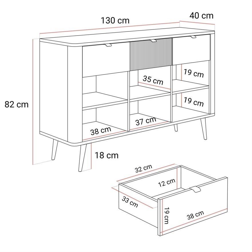 Kommode AUTUMN 3D3S auf hohen Beinen