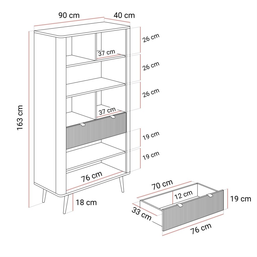 Regal AUTUMN 2D1S mit Schublade