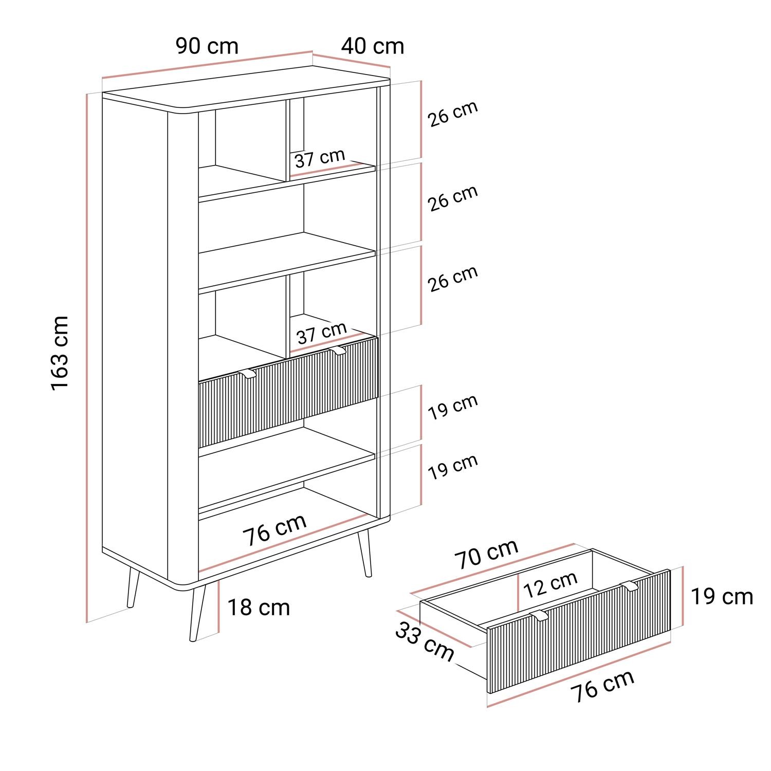 Regal AUTUMN 2D1S mit Schublade