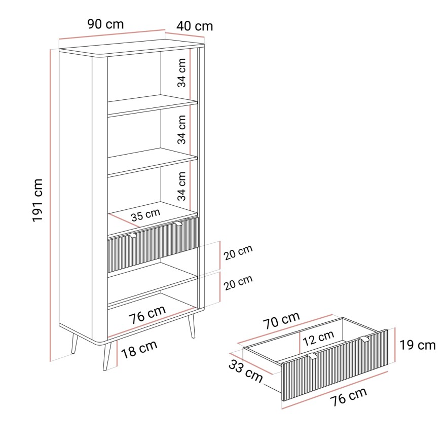 Breite Vitrine AUTUMN 2D2W1S mit Schublade