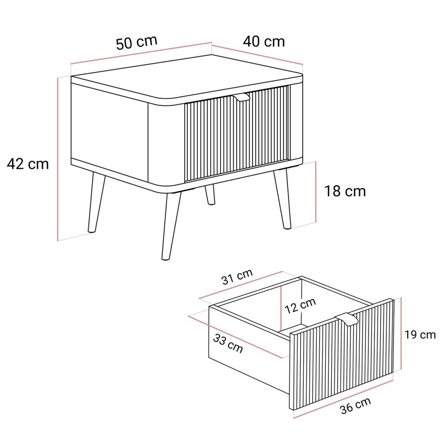 Nachttisch AUTUMN auf hohen Beinen