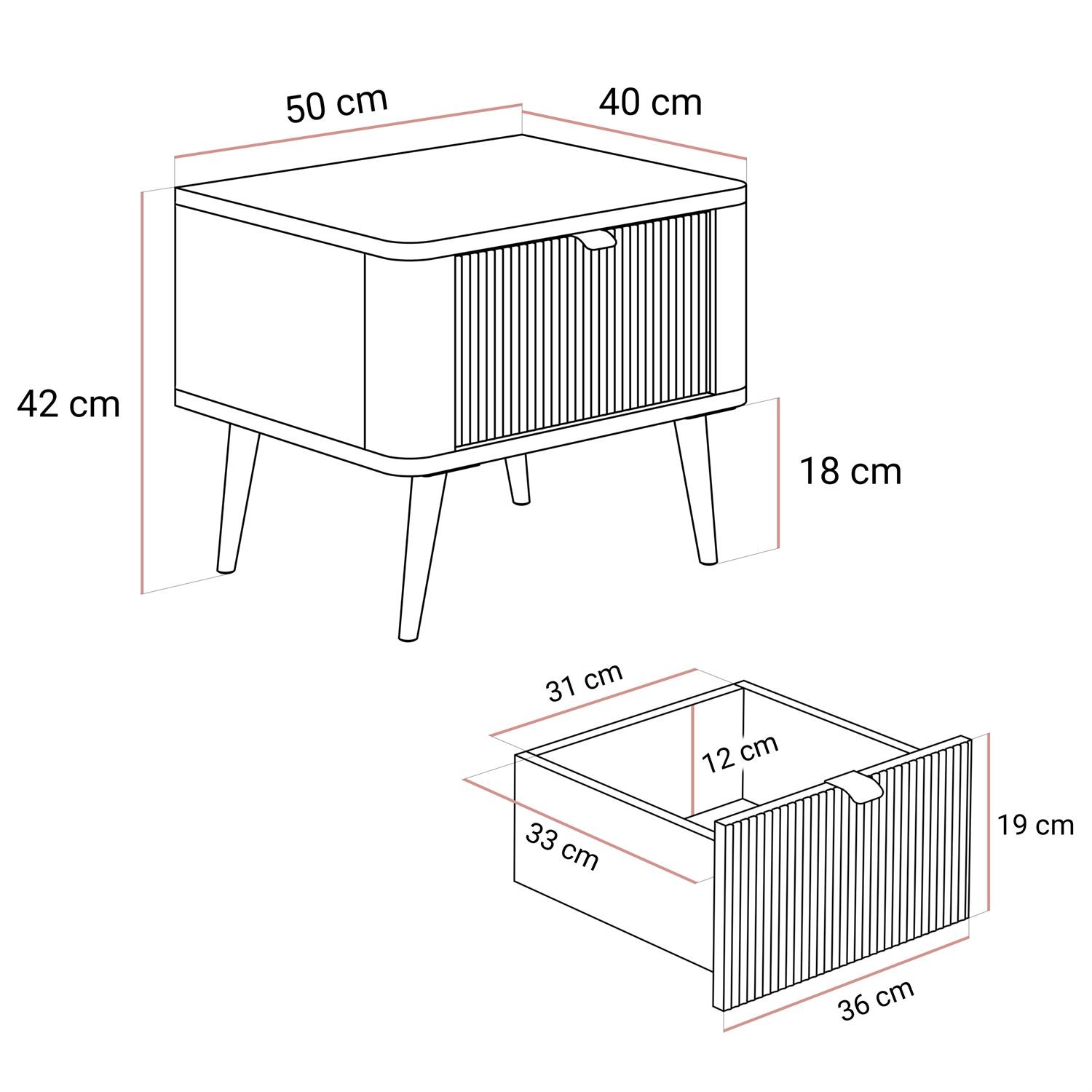 Nachttisch AUTUMN auf hohen Beinen