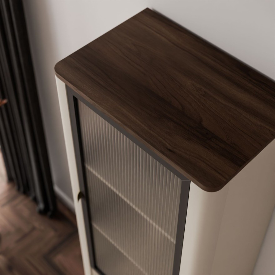 Schmale Vitrine AUTUMN 1D1S1W mit Schublade